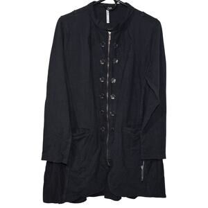 Lulu B Goth Button Up Long Jacket NWT Womens Medium Black Metal Buttons